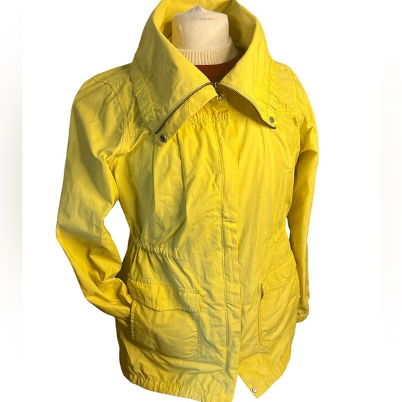 Eileen Fisher butter yellow zip and snap size large jacket with toggle cinching - Picture 1 of 14